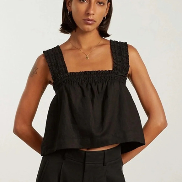 Everlane Tops - Everlane The Smocked Linen Cami NWT Size Small